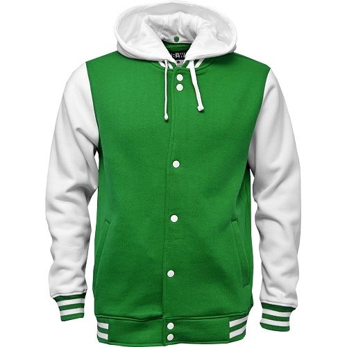 Adult Sweatshirt Varsity Jacket GREEN/WHITE