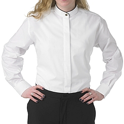 Henry Segal - 1350 - Ladies Dress Shirt (Banded Black Piping Collar W/ Fly Front) - White