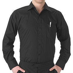 Henry Segal - 1803 - Mens Dress Shirt (Laydown Collar W/ Pocket) - Black