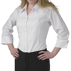 Henry Segal - 1907 - Ladies 3/4 Sleeve Fitted Dress Shirt (Laydown Collar W/ Plain Front) - White
