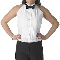 Henry Segal - 8288 - Ladies Halter Top Tuxedo Shirt (Wing Collar W/ 1/4" Pleat) - White Henry Segal - 8288 - Ladies Halter Top Tuxedo Shirt (Wing Collar W/ 1/4" Pleat) - White
