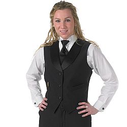Henry Segal - 3537 - Ladies Satin Shawl Lapel Vest - Black