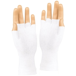 Style Plus - Fingerless Long Wristed Cotton Gloves - White